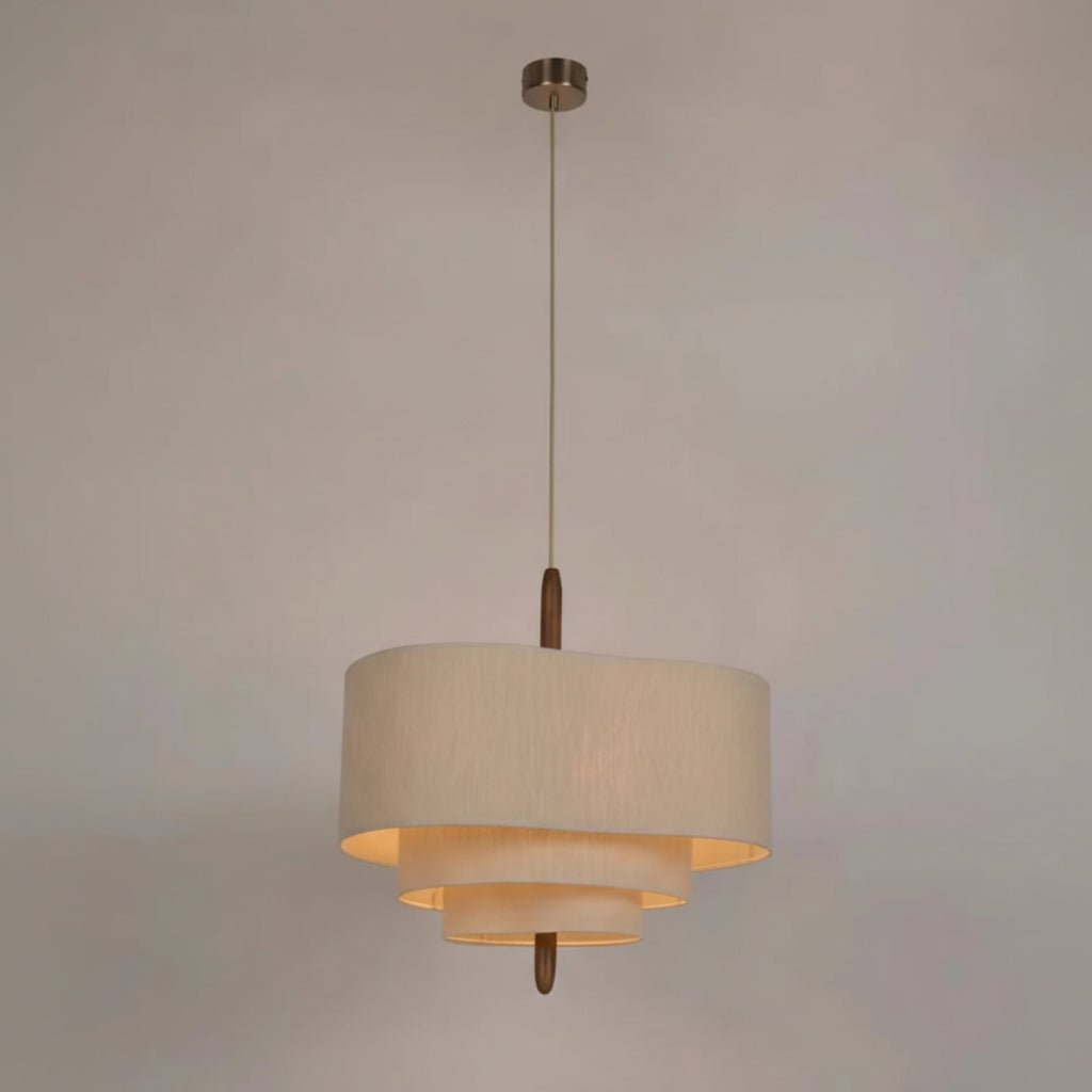 Beige pendant light with a neutral background