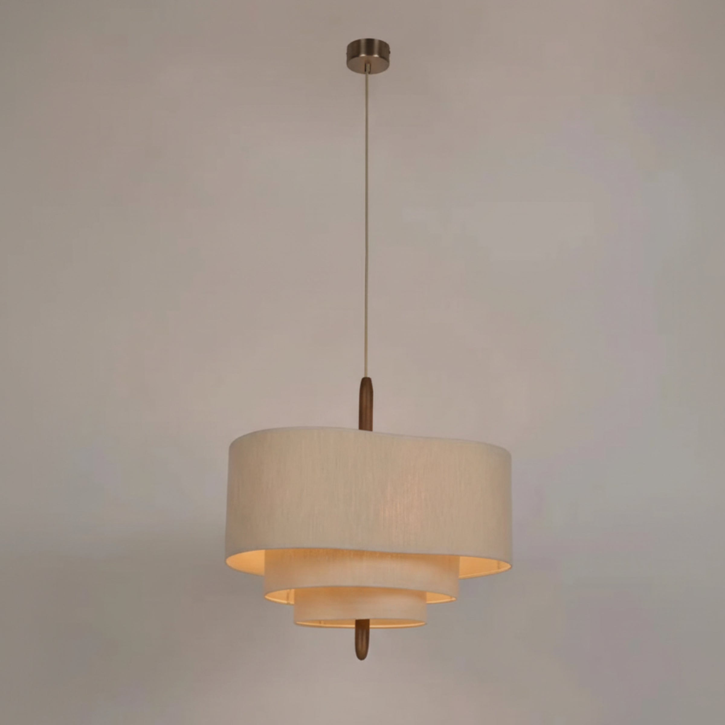 Beige pendant light with a neutral background