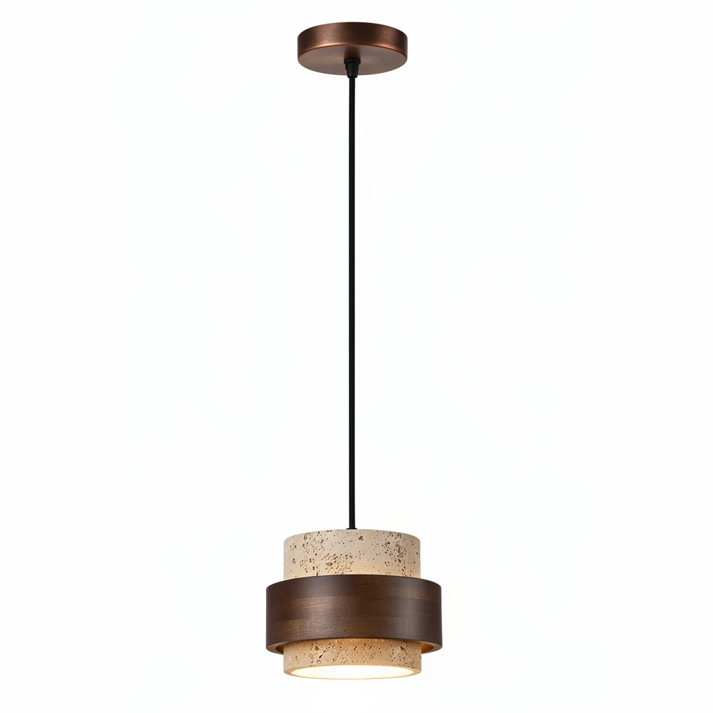 Pendant light with dimensions and product parameters on a white background