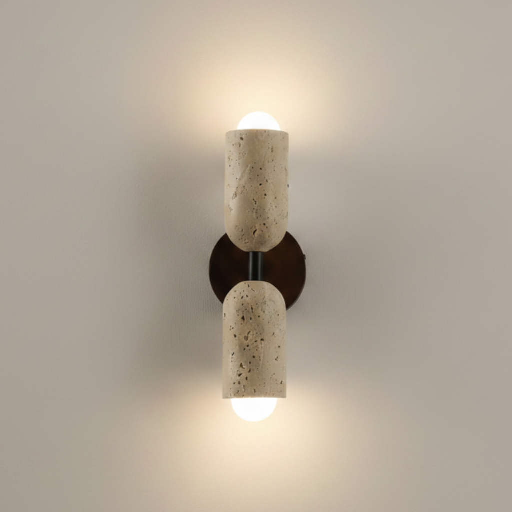 Wall-mounted light fixture with good materials on a neutral background