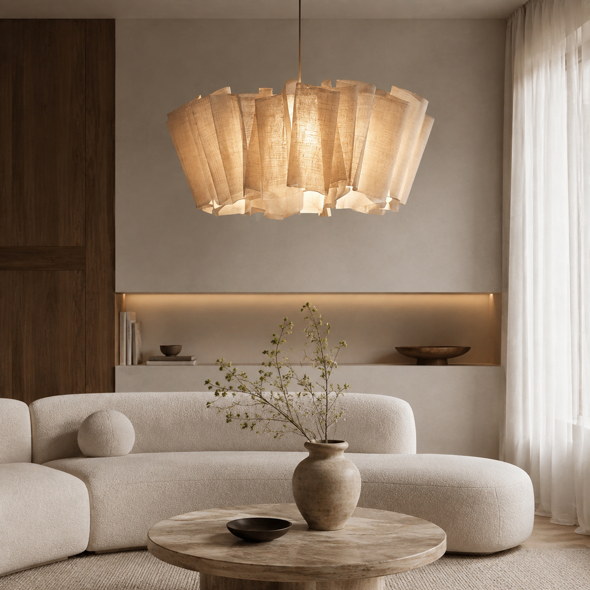 Sae Linen Pleated Pendant Light