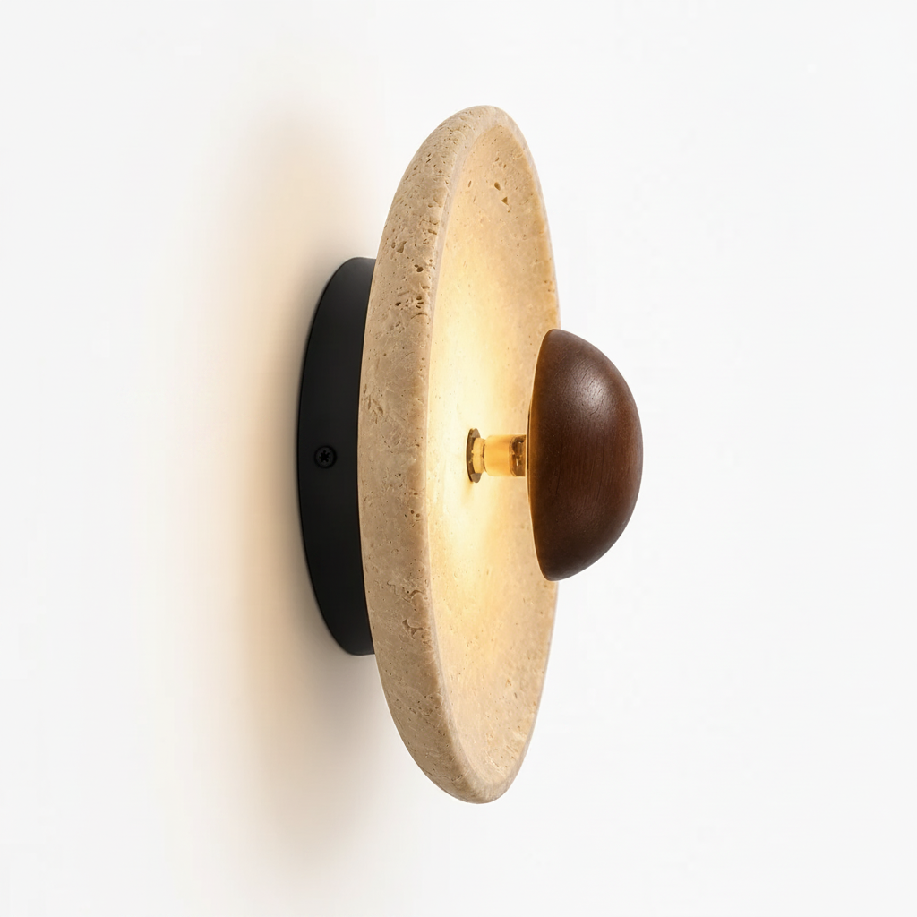 Wall-mounted light fixture with labeled components on a white background