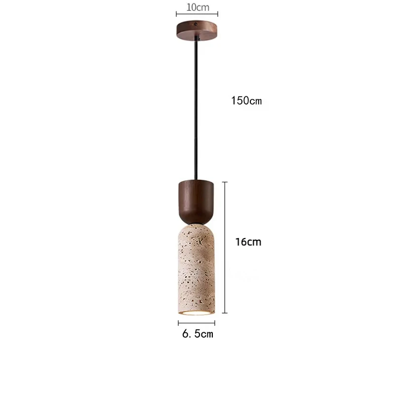 Pendant light with dimensions labeled on a white background