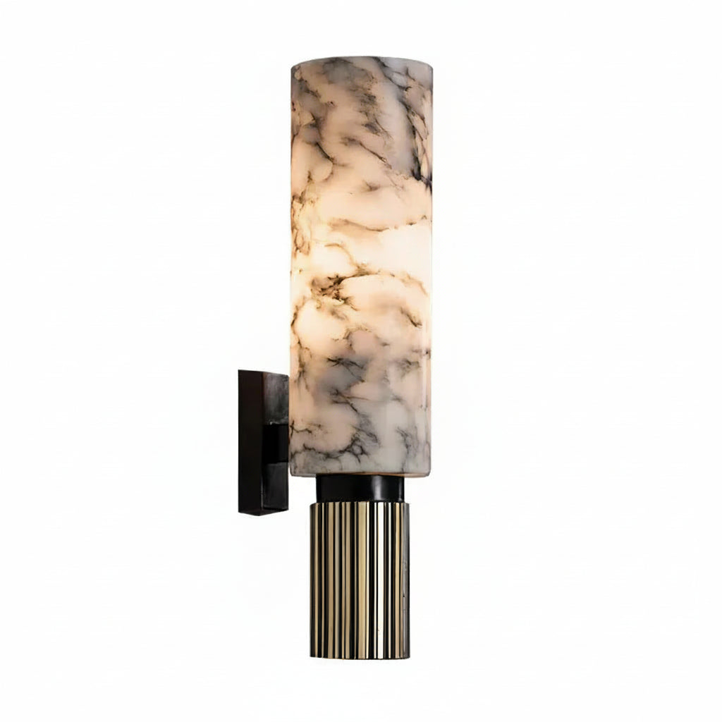 Marble-patterned wall sconce on a white background