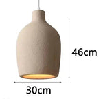 Beige pendant lamp with dimensions on a white background