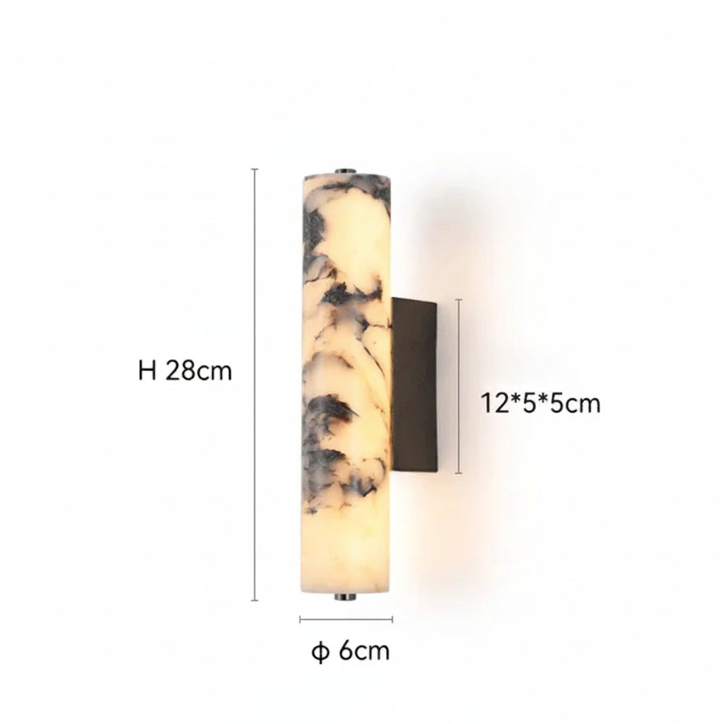 Wall-mounted light fixture with dimensions and LED information on a white background