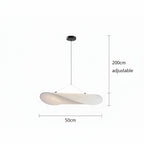 White pendant light with dimensions on a white background