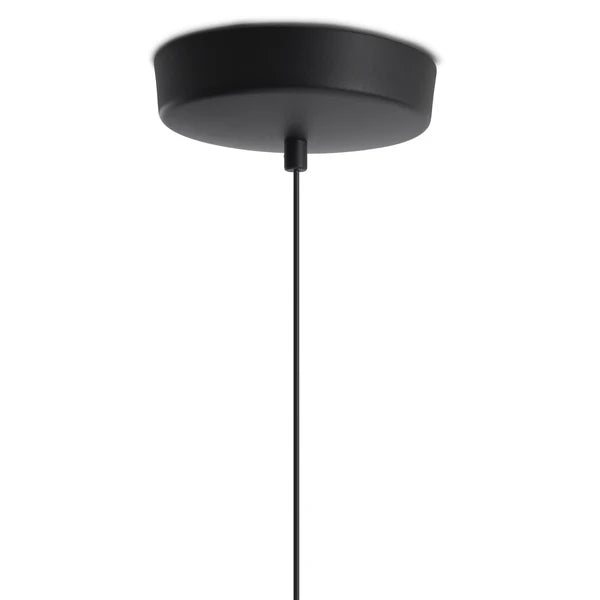Black pendant light on a white background